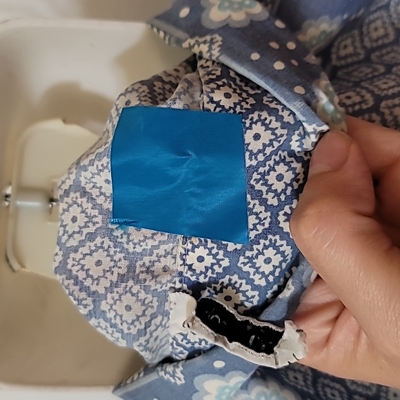 Models Coat vintage Nightgown blue paisley all over print pockets 💙 - Picture 8 of 9